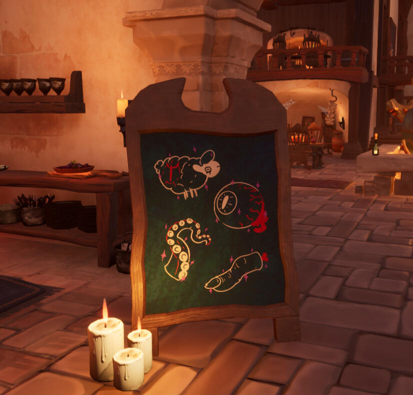 La recette à accomplir: le joueur doit lancer quatre ingrédients dans le chaudron afin de faire apparaître le portail permettant de terminer le niveau.